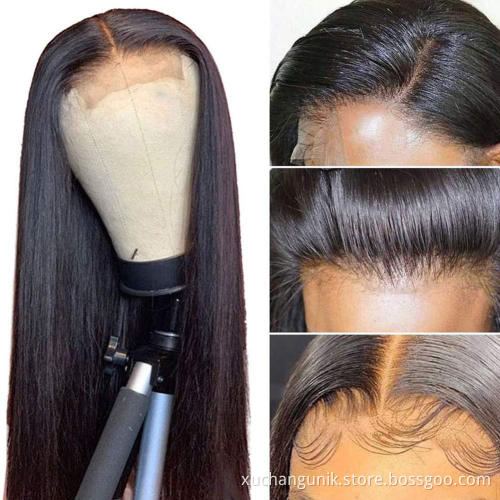 Wholesale virgin transparent hd kinky straight lace front human hair wig,closure straight brazilian 360 lace frontal wig